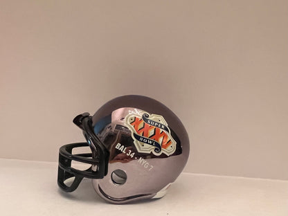 Baltimore Ravens Riddell NFL  Pocket Pro Helmet Super Bowl XXXV Championship Chrome  WESTBROOKSPORTSCARDS   