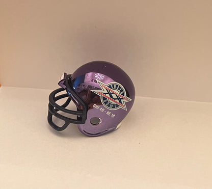 Chicago Bears Riddell NFL Pocket Pro Helmet Super Bowl XX Championship Chrome  WESTBROOKSPORTSCARDS   