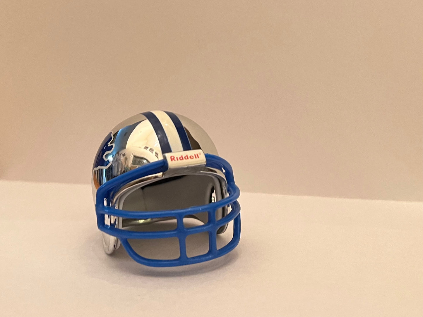 Detroit Lions Riddell NFL Pocket Pro Helmet 1983-2002 Throwback Chrome (Blue Mask) WESTBROOKSPORTSCARDS