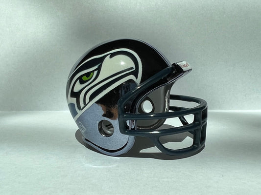 Seattle Seahawks Riddell NFL Pocket Pro 1976-82 Throwback Chrome (Grey mask)  WESTBROOKSPORTSCARDS   