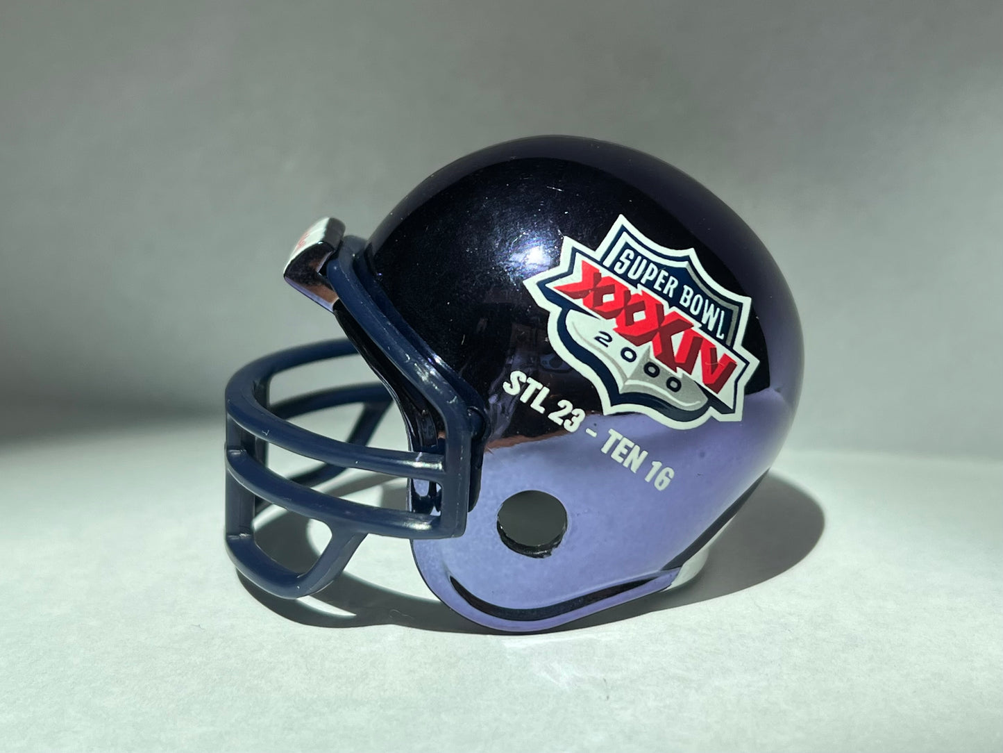 St. Louis Rams Riddell NFL Pocket Pro Helmet Super Bowl XXXIV Championship Chrome WESTBROOKSPORTSCARDS