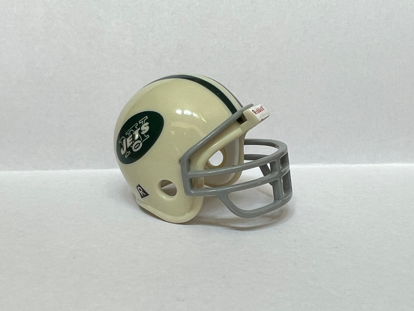 New York Jets Riddell NFL Pocket Pro Helmet 1965-67, 1972-1977 Throwback (White helmet with Grey Mask) WESTBROOKSPORTSCARDS