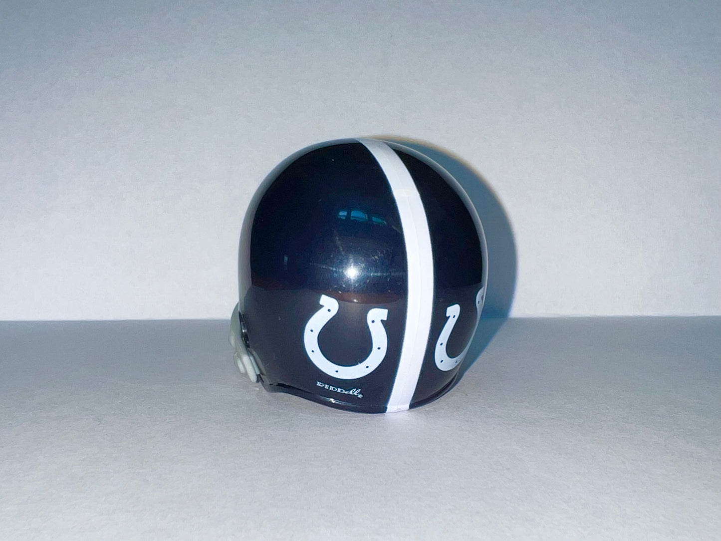 Baltimore Colts Riddell 2-Bar NFL Pocket Pro Helmet 1956 Throwback (Blue helmet with 2 shoes on back)  WESTBROOKSPORTSCARDS