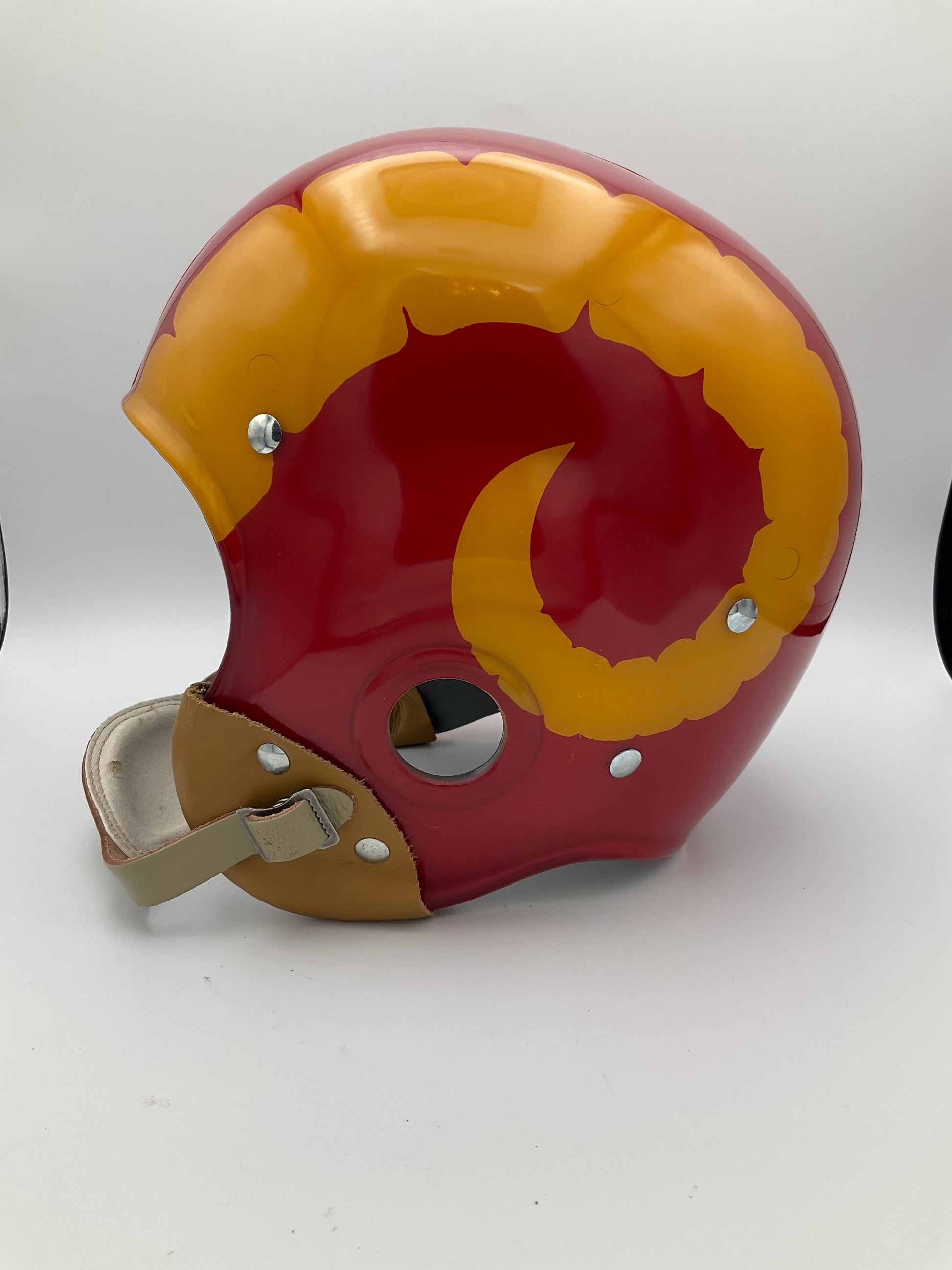 Los Angeles Rams Throwback RT2 Football Helmet 1949 Clear Shell Painted Horns Sports Mem, Cards & Fan Shop:Fan Apparel & Souvenirs:Football-NFL WESTBROOKSPORTSCARDS