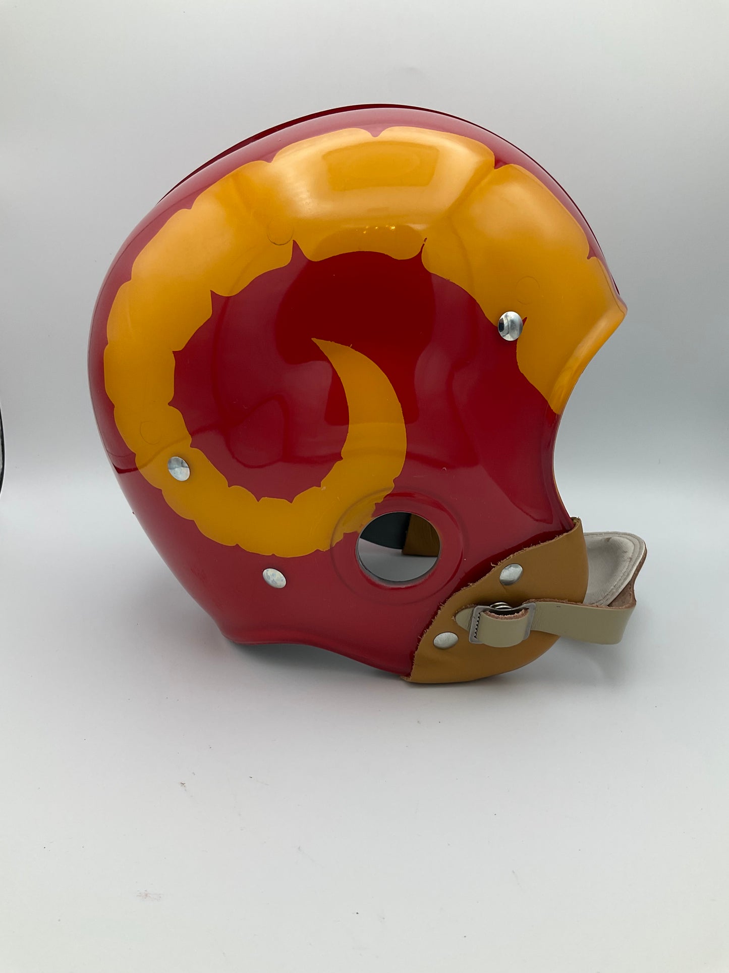 Los Angeles Rams Throwback RT2 Football Helmet 1949 Clear Shell Painted Horns Sports Mem, Cards & Fan Shop:Fan Apparel & Souvenirs:Football-NFL WESTBROOKSPORTSCARDS   