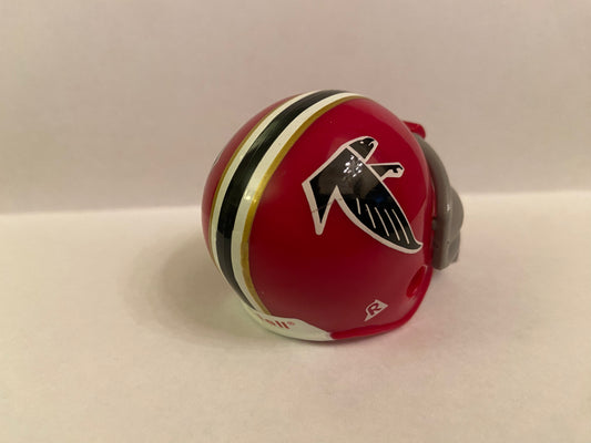 Atlanta Falcons Riddell NFL Pocket Pro Helmet 1966-1969 Throwback (Red helmet with Gold Stripes and Grey Mask) from series 1  WESTBROOKSPORTSCARDS   