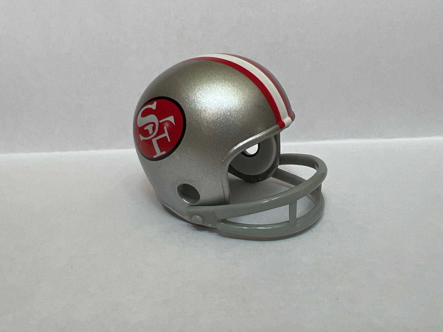 San Francisco 49ers Riddell NFL 2-Bar Pocket Pro Helmet 1962 Throwback (Silver helmet)  WESTBROOKSPORTSCARDS
