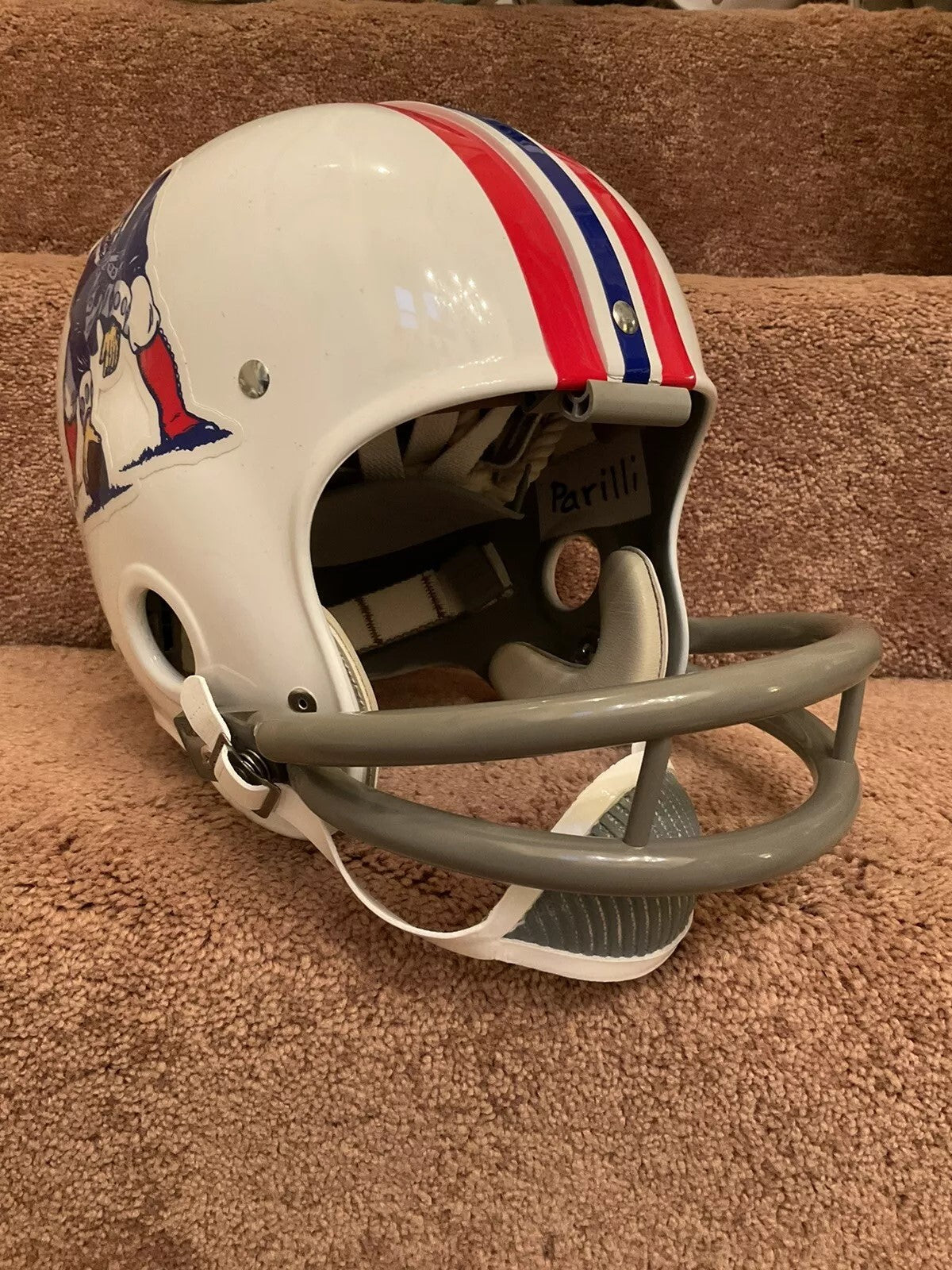 Riddell Kra-Lite RK2 Suspension Football Helmet 1963 Boston Patriots Parilli Sports Mem, Cards & Fan Shop:Fan Apparel & Souvenirs:Football-NFL Riddell