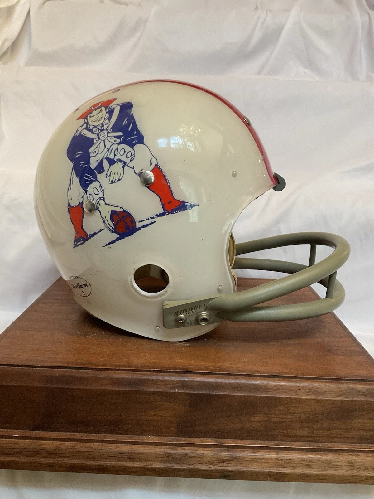 bostons new football helmets Vintage MacGregor New England Boston Patriots Clear Shell Football Hel – WESTBROOKSPORTSCARDS
