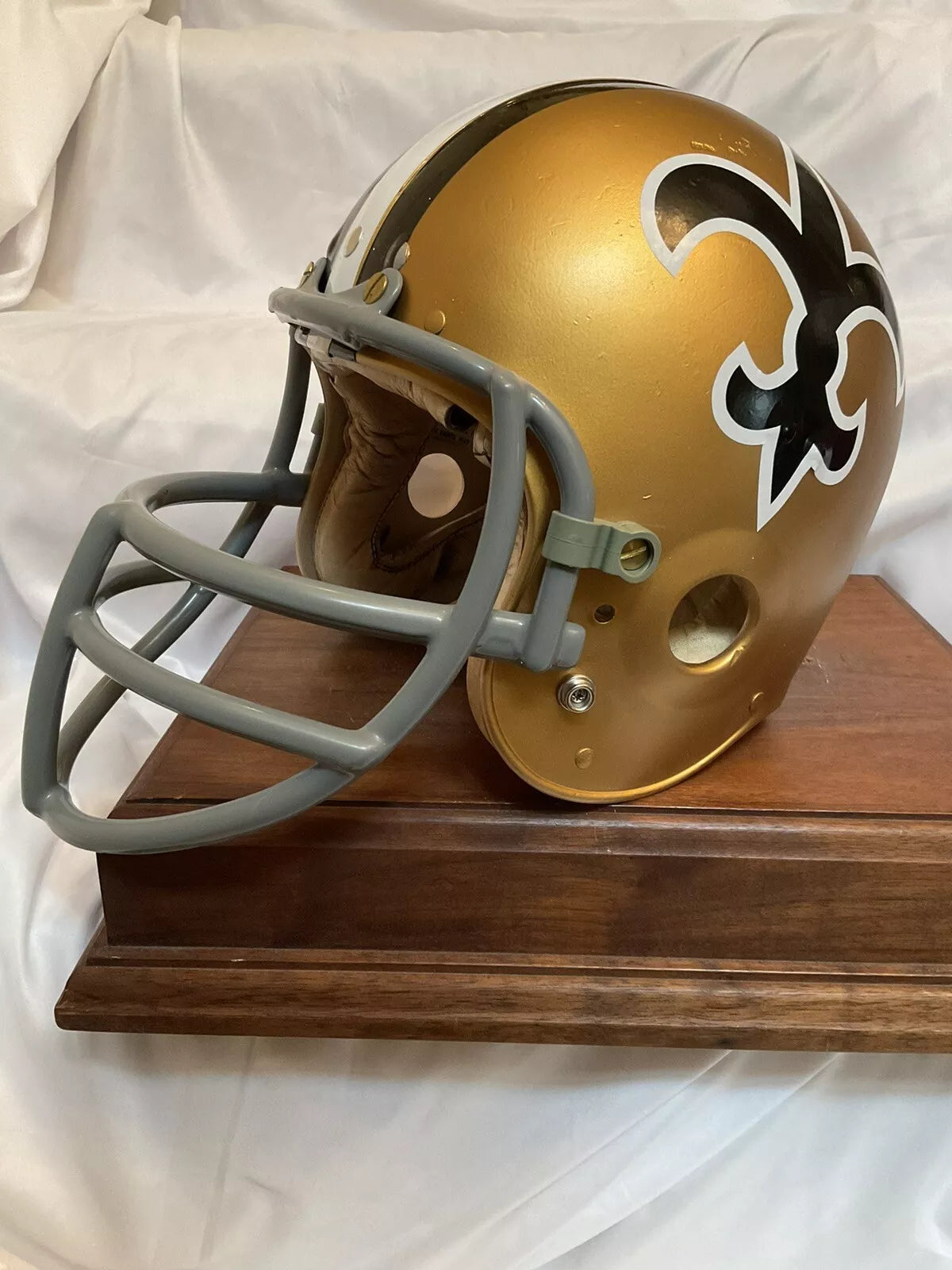 Original Vintage Wilson Football Helmet Custom New Orleans Saints JOP Facemask WESTBROOKSPORTSCARDS