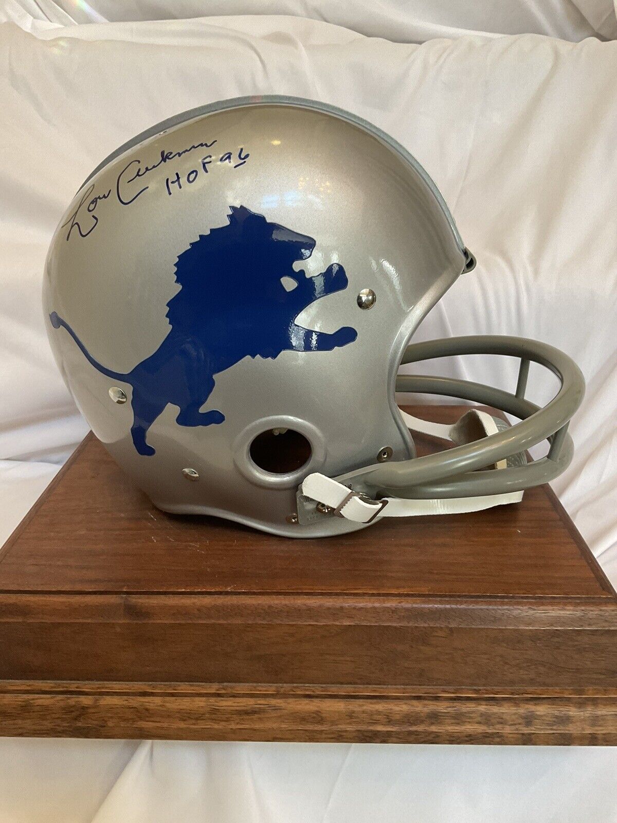 Riddell Kra-Lite RK2 Football Helmet 1967 Detroit Lions Lou Creekmur Autographed  WESTBROOKSPORTSCARDS   