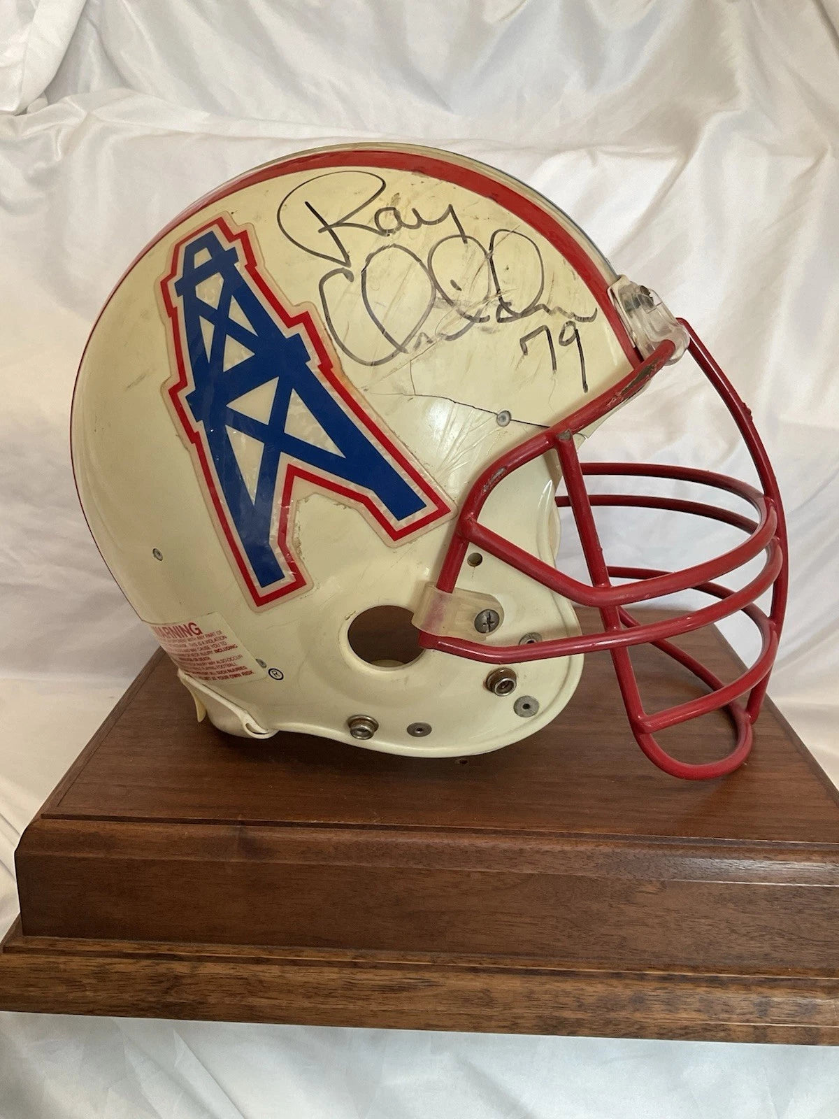 Vintage Riddell Game Used Football Helmet Houston Oilers Ray Childress Autograph WESTBROOKSPORTSCARDS