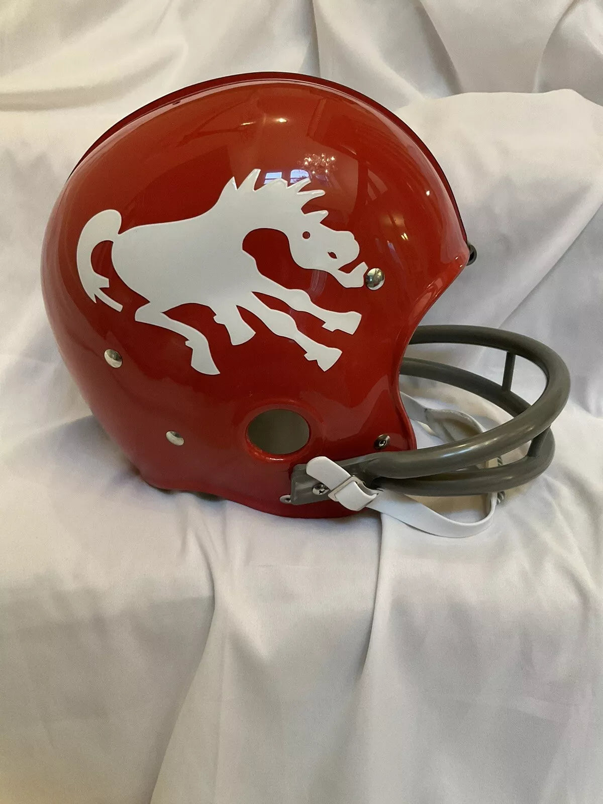RK2 Style Suspension Football Helmet 1966 Custom Denver Broncos Crazy Horse  WESTBROOKSPORTSCARDS