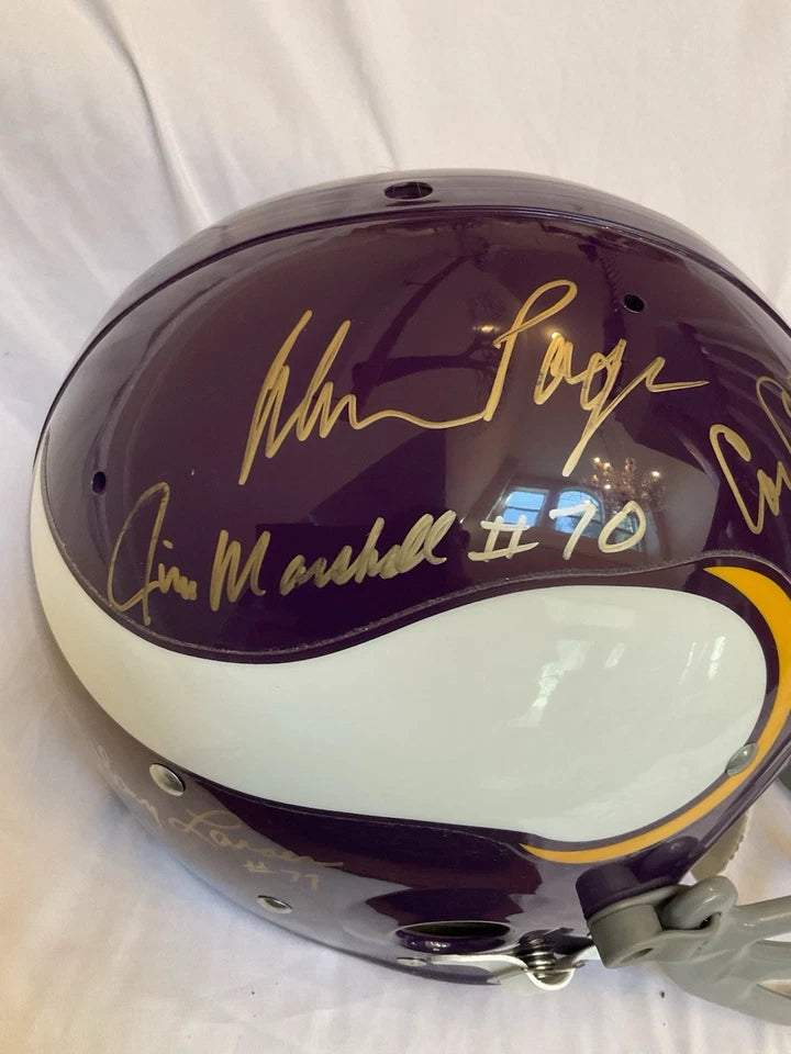 Minnesota Vikings Purple People Eaters Autographed Football Helmet With Turf WESTBROOKSPORTSCARDS