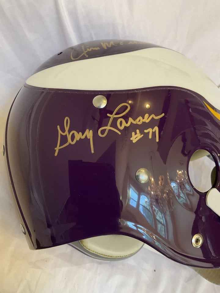 Minnesota Vikings Purple People Eaters Autographed Football Helmet With Turf WESTBROOKSPORTSCARDS