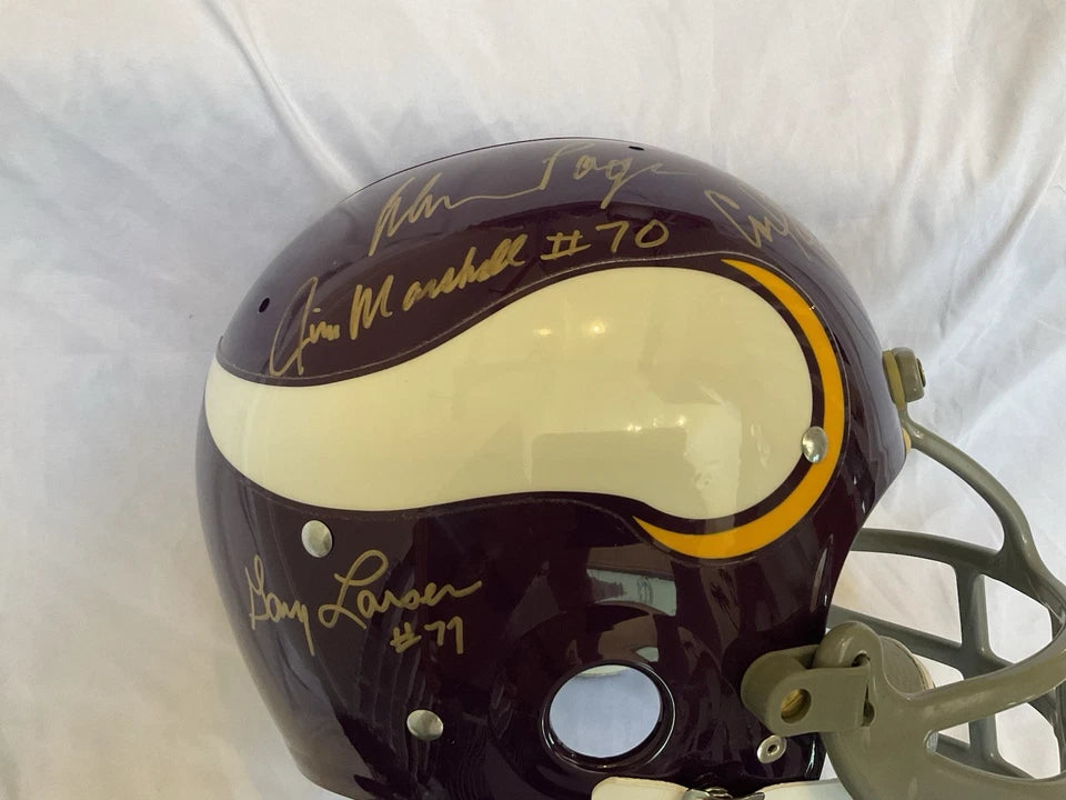 Minnesota Vikings Purple People Eaters Autographed Football Helmet With Turf WESTBROOKSPORTSCARDS