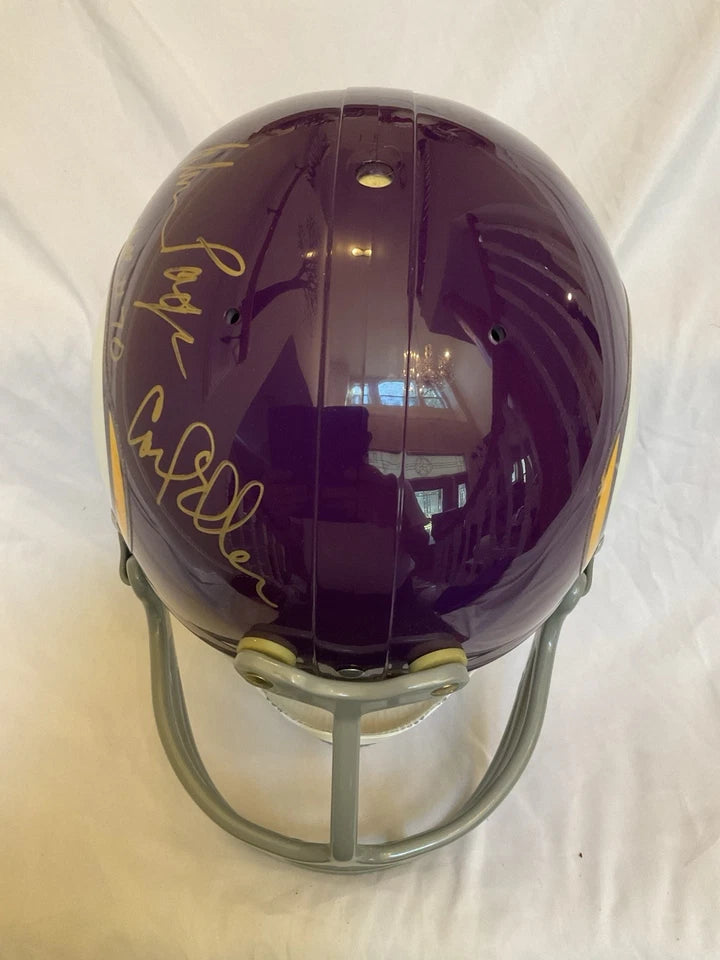 Minnesota Vikings Purple People Eaters Autographed Football Helmet With Turf WESTBROOKSPORTSCARDS