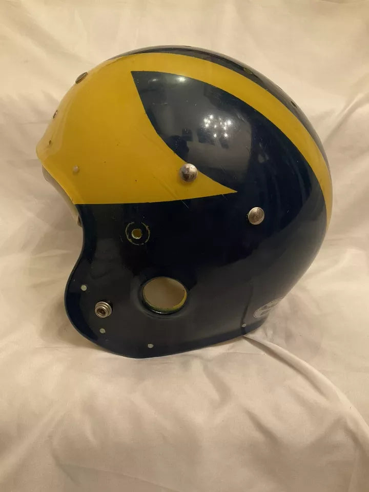 Vintage MacGregor Game Used Clear Shell Football Helmet Michigan Wolverines ? WESTBROOKSPORTSCARDS