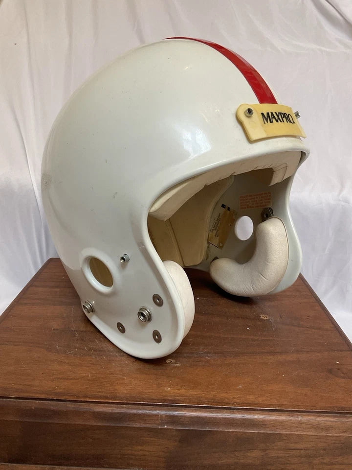 MaxPro Size 7 3/8 Game Used White Shell Football Helmet WESTBROOKSPORTSCARDS