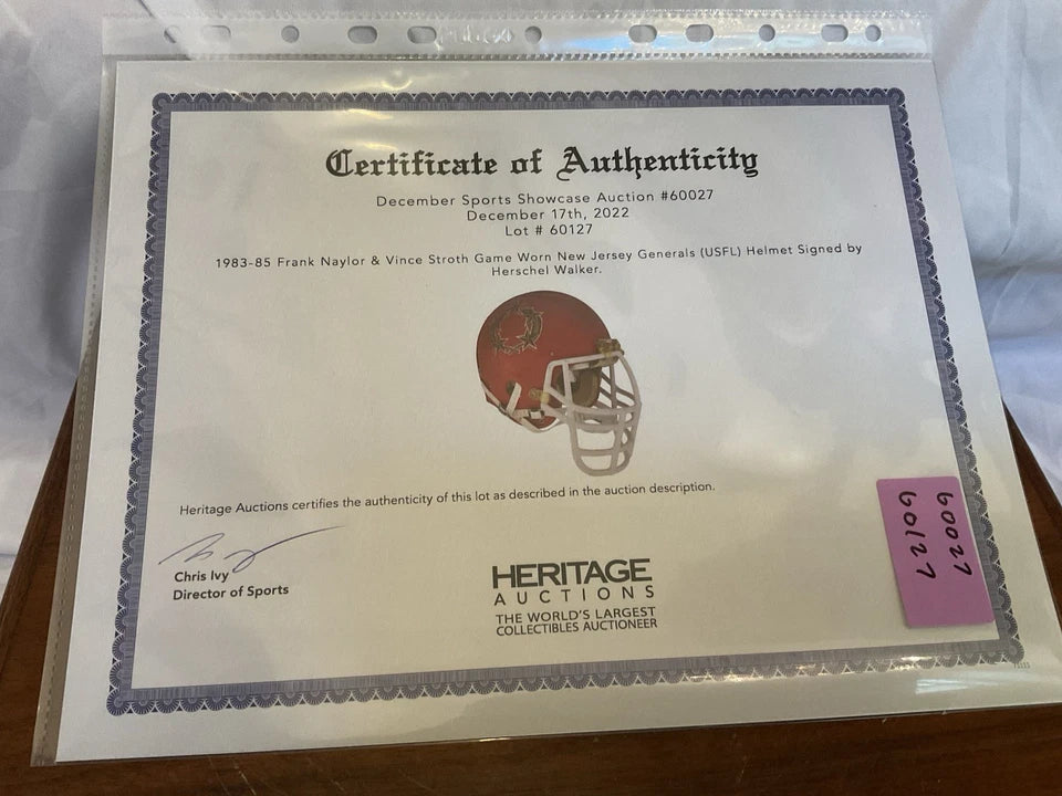 Herschel Walker Autographed New Jersey Generals Game Used Football Helmet WESTBROOKSPORTSCARDS
