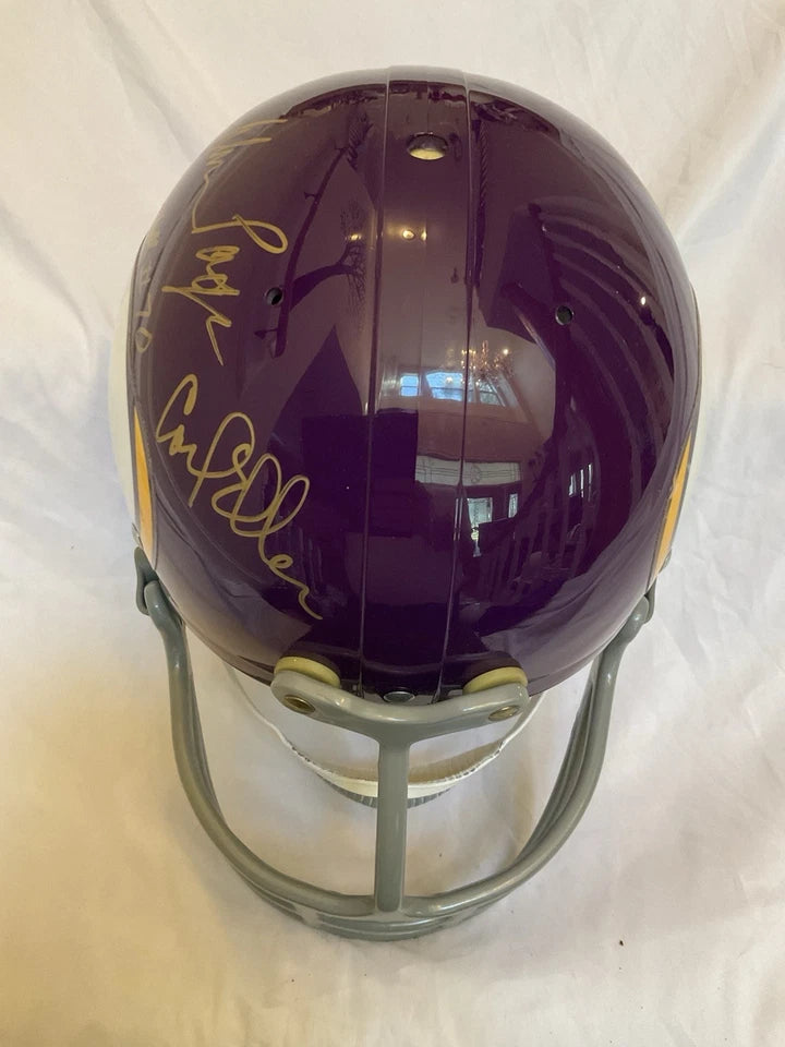 Minnesota Vikings Purple People Eaters Autographed Football Helmet With Turf WESTBROOKSPORTSCARDS