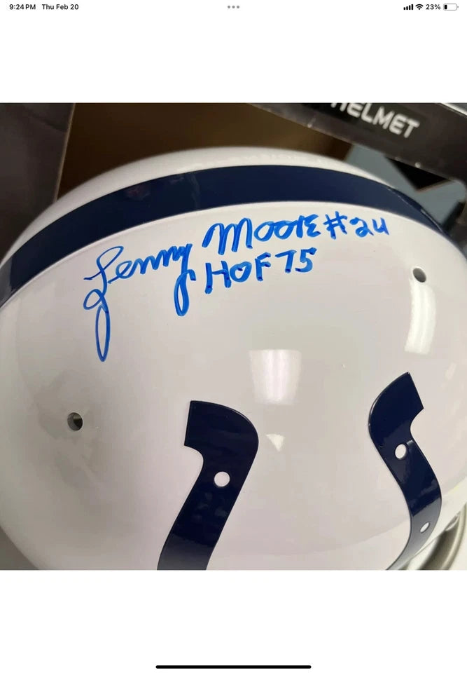 Lenny Moore Autographed Riddell TK2 Baltimore Colts Football Helmet W/ Box WESTBROOKSPORTSCARDS