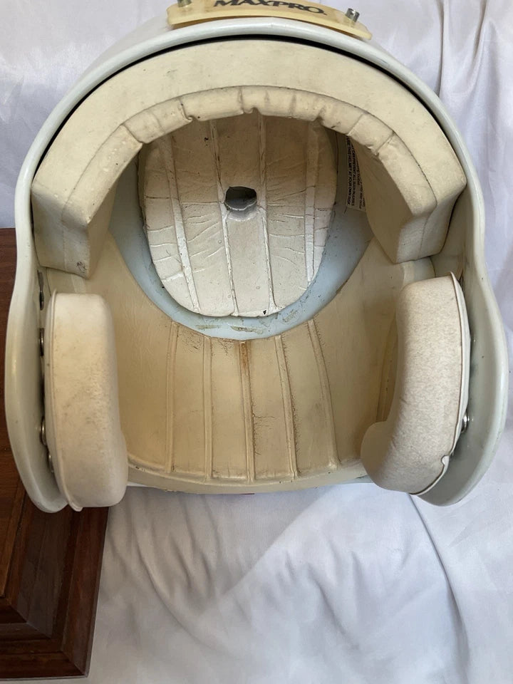 MaxPro Size 7 3/8 Game Used White Shell Football Helmet WESTBROOKSPORTSCARDS