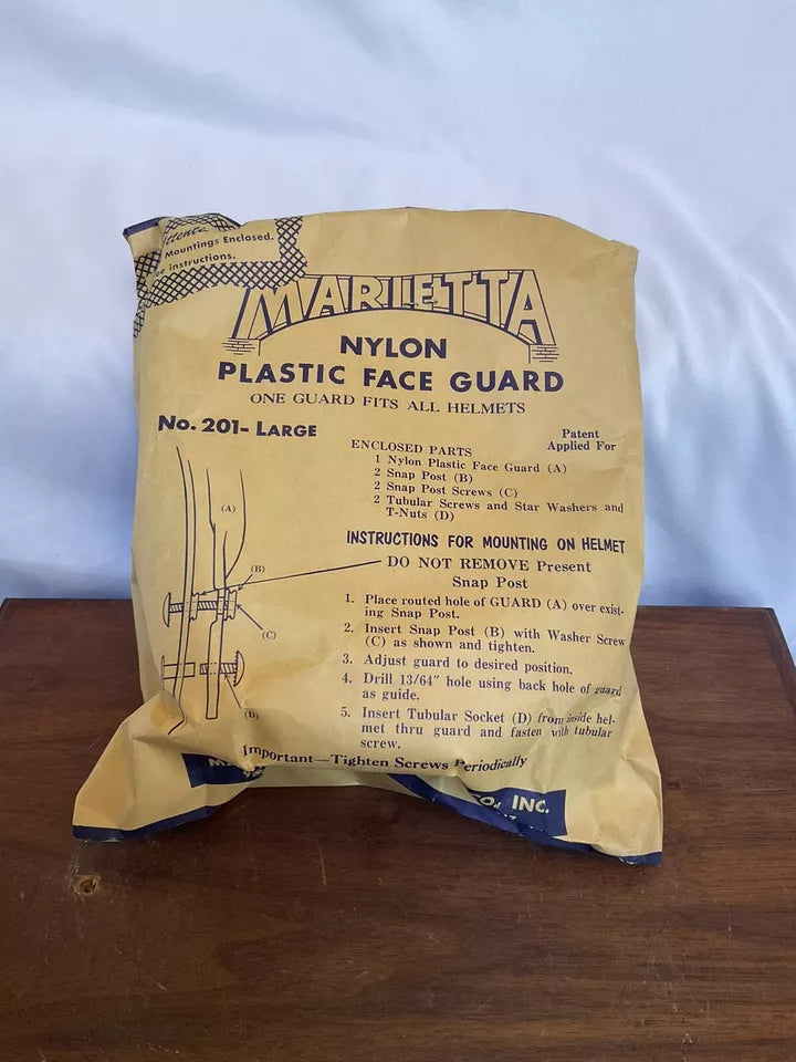 ORIGINAL Marietta Model 201 Large 2-Bar 1950-1960s Football Helmet Facemask NIP  WESTBROOKSPORTSCARDS