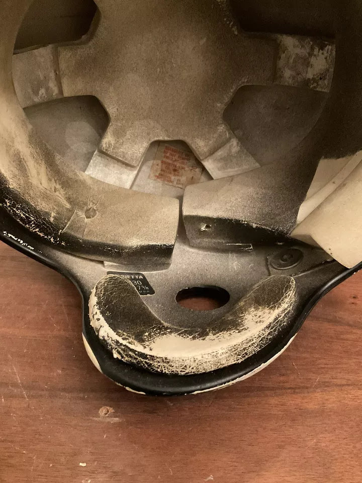 Vintage Marietta White Shell MP-30 Game Used Football Helmet X-Large 7 5/8 WESTBROOKSPORTSCARDS