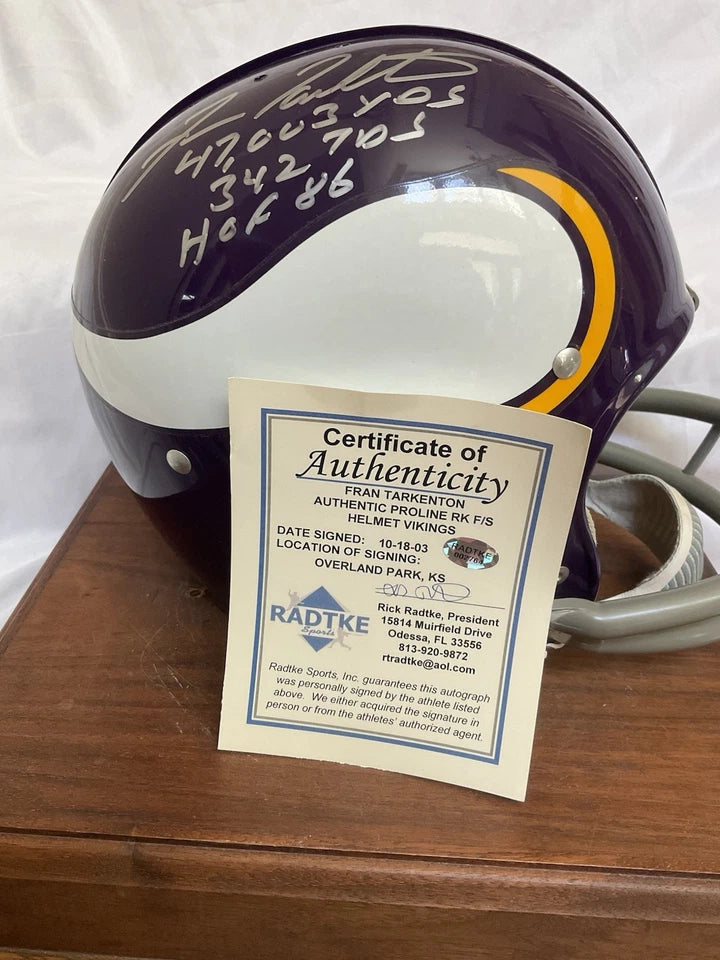 Riddell Kra-Lite RK2 Football Helmet Minnesota Vikings Fran Tarkenton Autograph WESTBROOKSPORTSCARDS