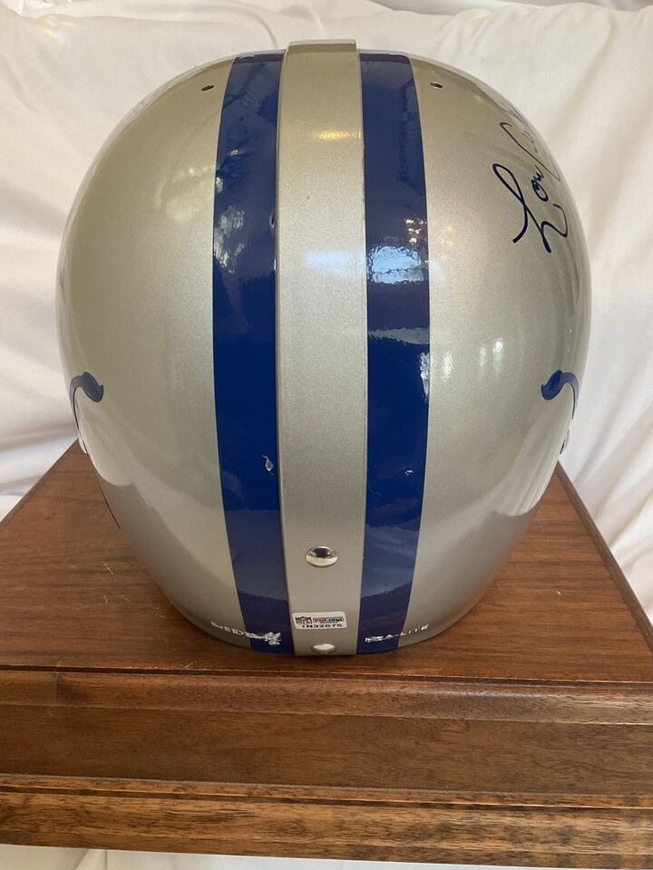 Riddell Kra-Lite RK2 Football Helmet 1967 Detroit Lions Lou Creekmur Autographed  WESTBROOKSPORTSCARDS   