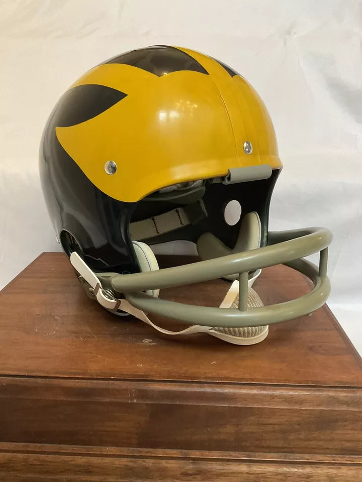 Original Riddell 1969 Michigan Wolverines Kra-Lite TK2 Game Football Helmet  WESTBROOKSPORTSCARDS
