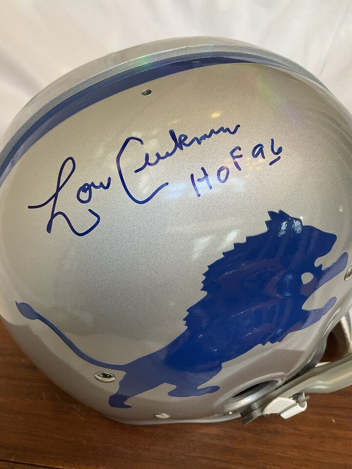 Riddell Kra-Lite RK2 Football Helmet 1967 Detroit Lions Lou Creekmur Autographed  WESTBROOKSPORTSCARDS   