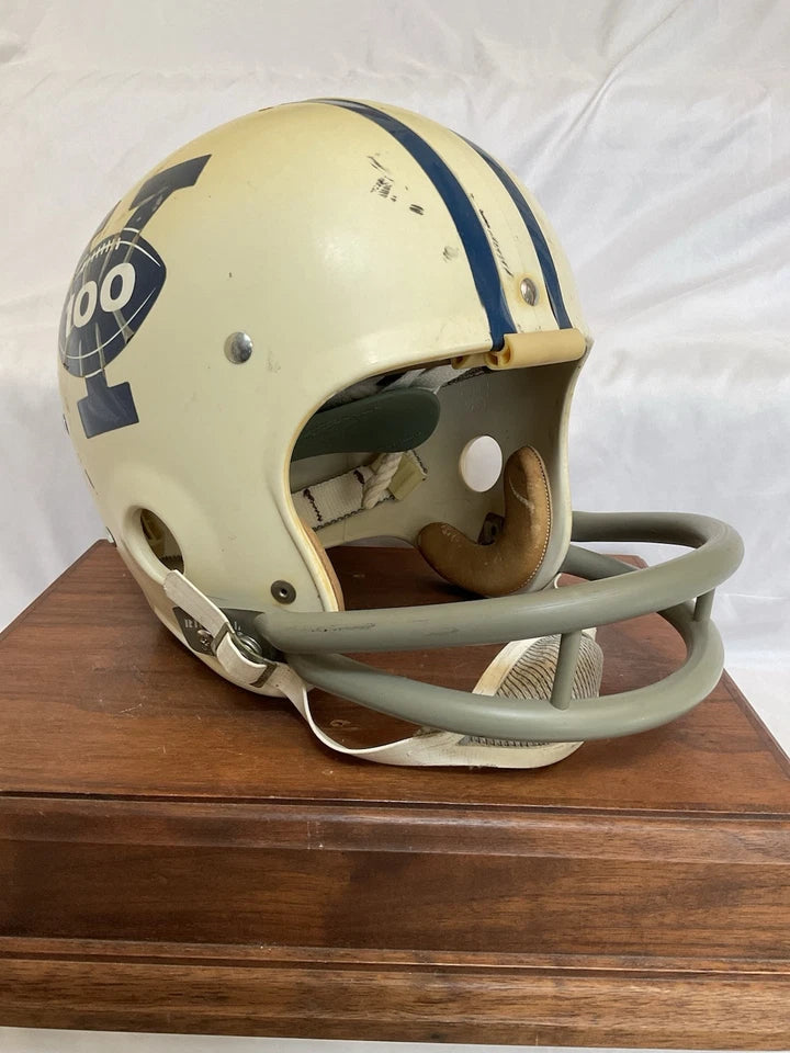 Original Riddell Yale Bulldogs Kra-Lite TK2 Game Football Helmet 100 Year Ann. WESTBROOKSPORTSCARDS