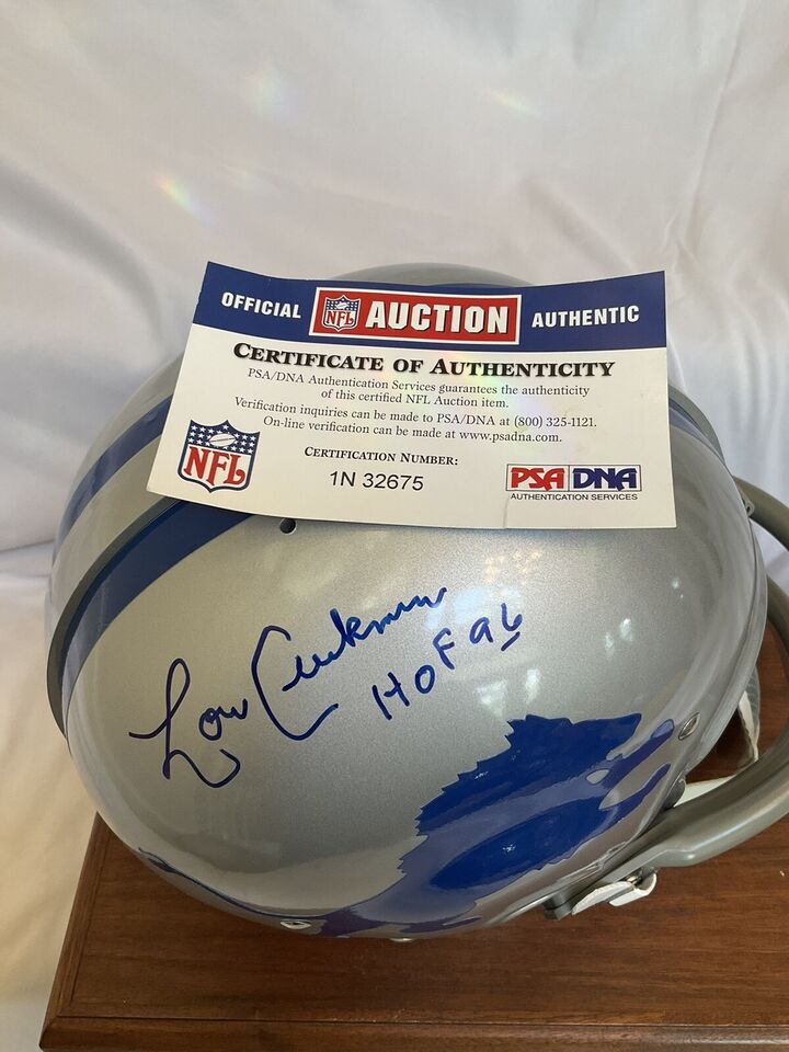 Riddell Kra-Lite RK2 Football Helmet 1967 Detroit Lions Lou Creekmur Autographed  WESTBROOKSPORTSCARDS   