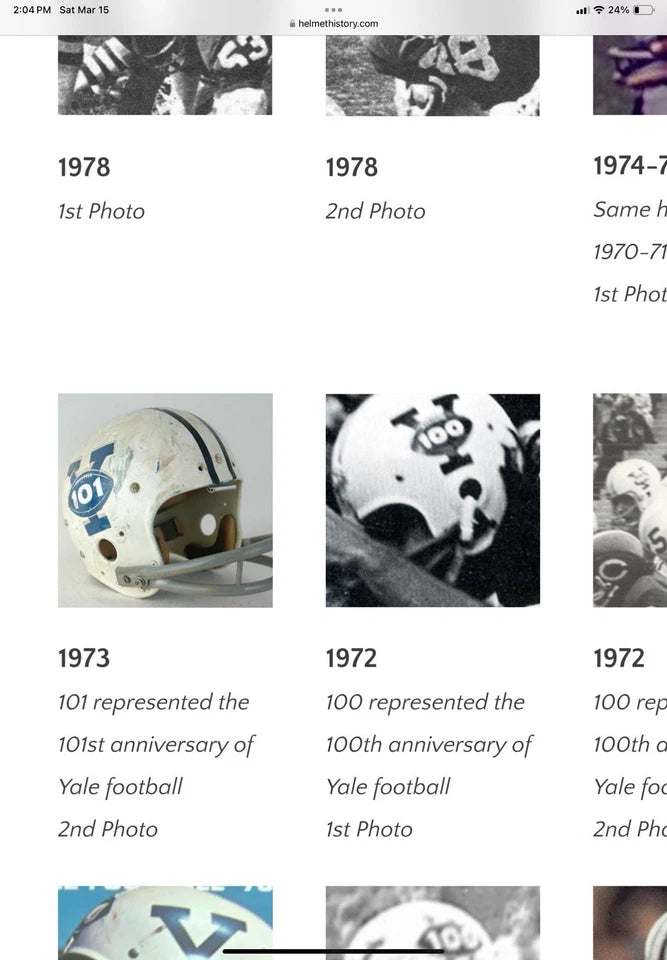 Original Riddell Yale Bulldogs Kra-Lite TK2 Game Football Helmet 100 Year Ann. WESTBROOKSPORTSCARDS