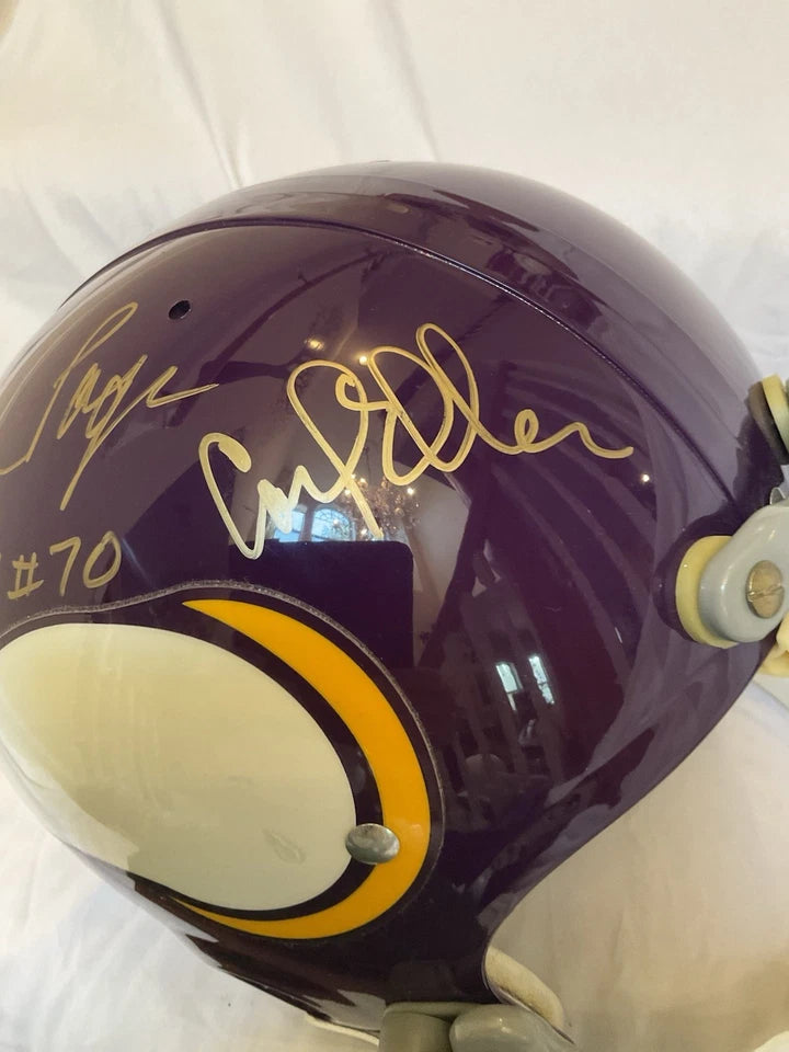 Minnesota Vikings Purple People Eaters Autographed Football Helmet With Turf WESTBROOKSPORTSCARDS