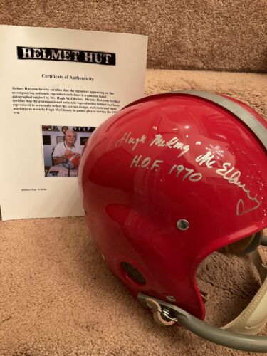 Hugh “The King” McElhenny Autographed 1955 Style RT Suspension Football Helmet Sports Mem, Cards & Fan Shop:Game Used Memorabilia:Football-NFL:Helmet WESTBROOKSPORTSCARDS
