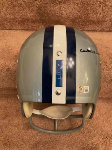 Bob Lilly Autographed Stats TK2 Dallas Cowboys Football Helmet Authentic Paint Sports Mem, Cards & Fan Shop:Fan Apparel & Souvenirs:Football-NFL Riddell   