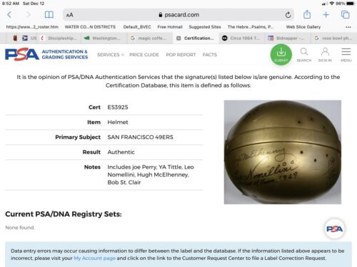 San Francisco 49ers Tittle Perry St. Clair McElhenney Nomellini Autograph Helmet Sports Mem, Cards & Fan Shop:Autographs-Original:Football-NFL:Helmets WESTBROOKSPORTSCARDS