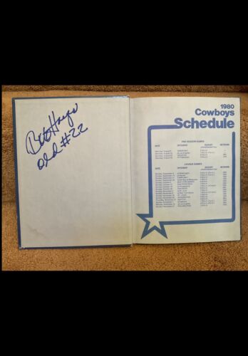Bob Hayes Autographed 1980 Dallas Cowboys First Edition Blue Book Media Guide Sports Mem, Cards & Fan Shop:Autographs-Original:Football-NFL:Other Autographed NFL Items WESTBROOKSPORTSCARDS