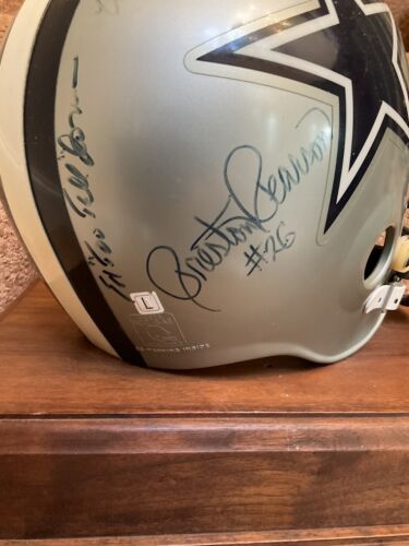 Dallas Cowboys Autographed Riddell Football Helmet Landry Staubach Dorsett White Sports Mem, Cards & Fan Shop:Autographs-Original:Football-NFL:Helmets WESTBROOKSPORTSCARDS