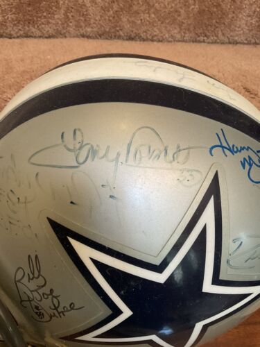 Dallas Cowboys Autographed Riddell Football Helmet Landry Staubach Dorsett White Sports Mem, Cards & Fan Shop:Autographs-Original:Football-NFL:Helmets WESTBROOKSPORTSCARDS