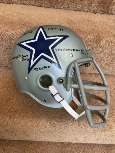 Bob Lilly Autographed Stats RK2 Dallas Cowboys Football Helmet Authentic Paint Sports Mem, Cards & Fan Shop:Fan Apparel & Souvenirs:Football-NFL Riddell