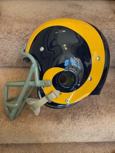 Los Angeles Rams Throwback RK4 Football Helmet Painted Horns 1950s Cowcatcher Sports Mem, Cards & Fan Shop:Fan Apparel & Souvenirs:Football-NFL WESTBROOKSPORTSCARDS   