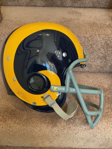 Los Angeles Rams Throwback RK4 Football Helmet Painted Horns 1950s Cowcatcher Sports Mem, Cards & Fan Shop:Fan Apparel & Souvenirs:Football-NFL WESTBROOKSPORTSCARDS   