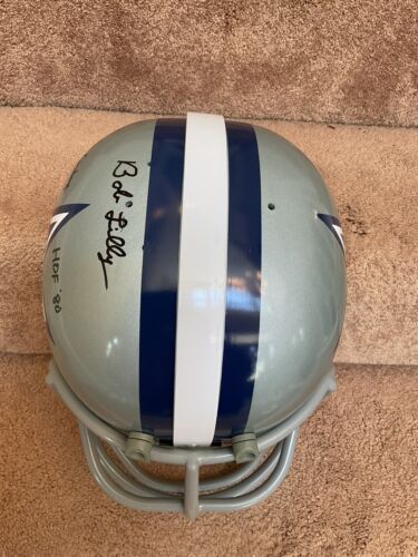 Bob Lilly Autographed Stats RK2 Dallas Cowboys Football Helmet Authentic Paint Sports Mem, Cards & Fan Shop:Fan Apparel & Souvenirs:Football-NFL Riddell