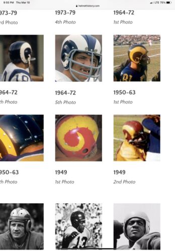 Los Angeles Rams Throwback RT2 Football Helmet 1949 Clear Shell Painted Horns Sports Mem, Cards & Fan Shop:Fan Apparel & Souvenirs:Football-NFL WESTBROOKSPORTSCARDS   