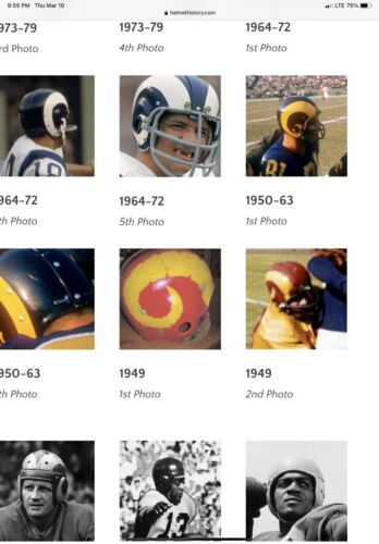 Los Angeles Rams Throwback RT2 Football Helmet 1949 Clear Shell Painted Horns Sports Mem, Cards & Fan Shop:Fan Apparel & Souvenirs:Football-NFL WESTBROOKSPORTSCARDS