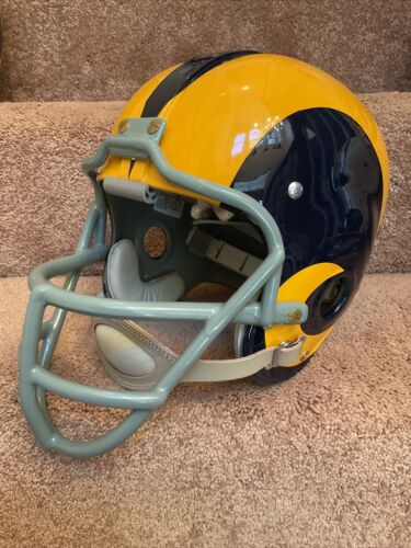 Los Angeles Rams Throwback RK4 Football Helmet Painted Horns 1950s Cowcatcher Sports Mem, Cards & Fan Shop:Fan Apparel & Souvenirs:Football-NFL WESTBROOKSPORTSCARDS   